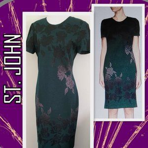 ST. JOHN Metallic Knit Dress Emerald Multi